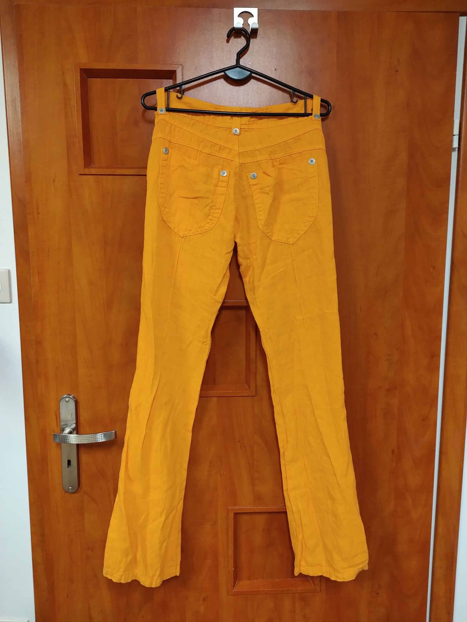 Lniane spodnie pomarańczowe rozmiar 34 len