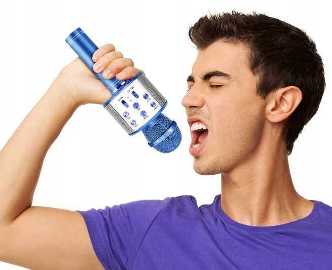 Mikrofon bezprzewodowy karaoke bluetooth zabawka niebieski k