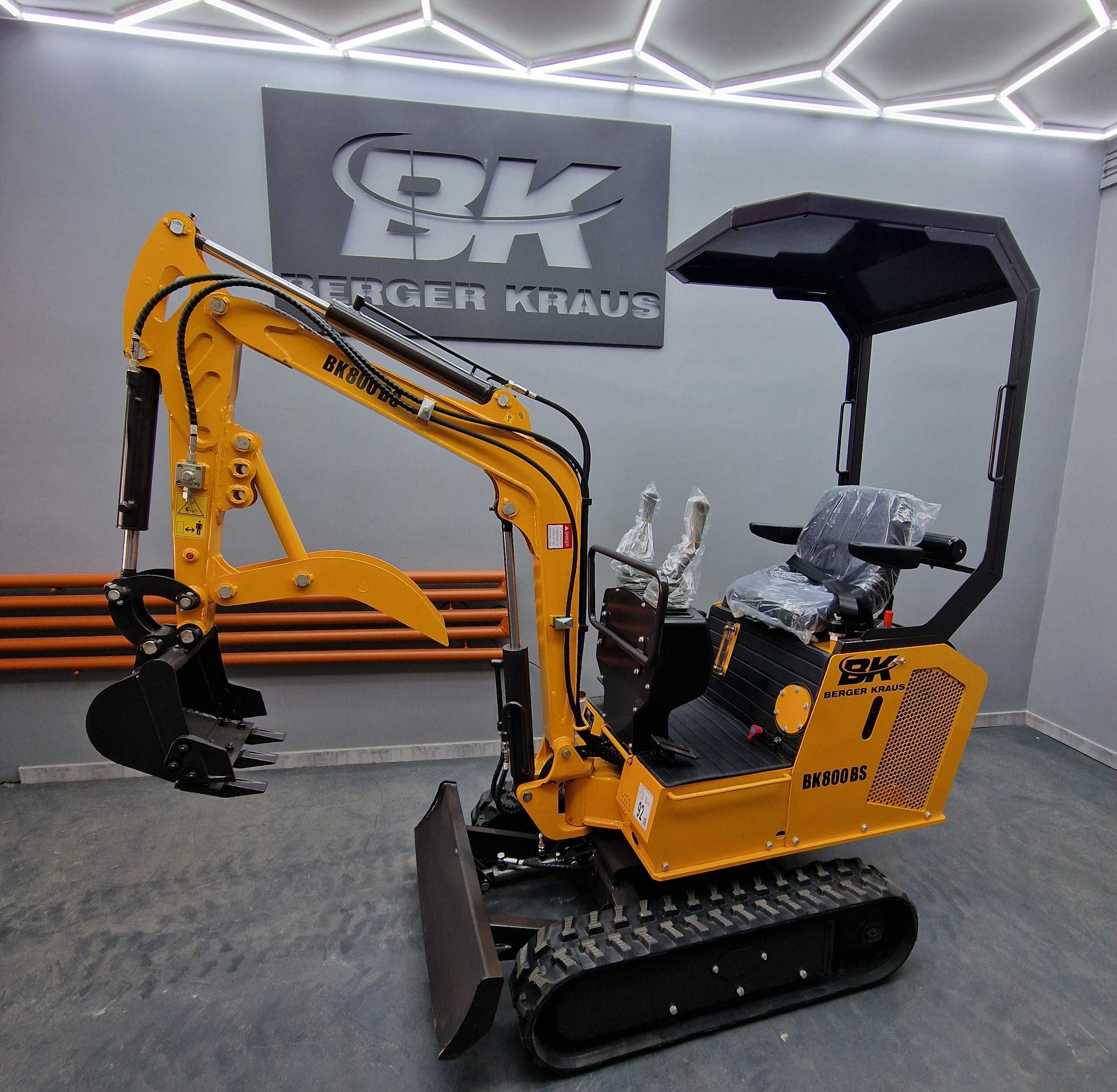 Nowa Mini Koparka Berger Kraus BK800BS z osprzętem skrętne ramie