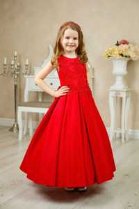 Сукня дитяча плаття платье випуск садочок червона атлас розкішна пишна