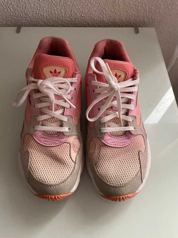 Sapatos Ténis Sapatilhas Adidas Falcon W Rosa Degrade Bege Laranja