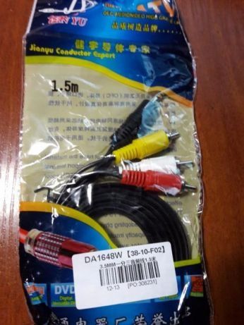 Аудио видео кабель 3x RCA AV - 3.5 мм длина 90 см тюльпан-mini jack ОП