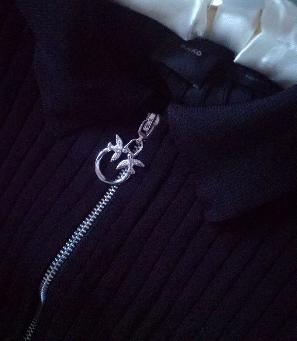 Pinko czarna sukienka polo suwak jaskółki 34 xs