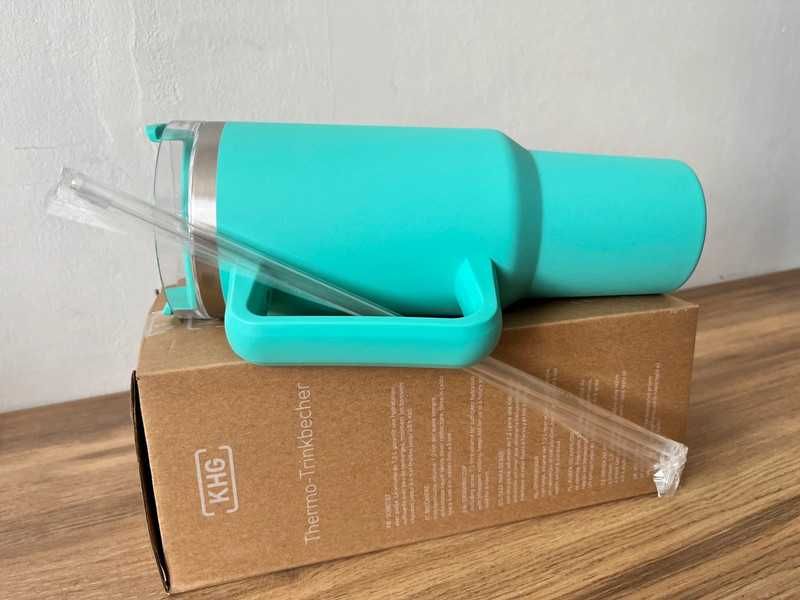 Kubek termiczny duży, ze słomką, 1,2l