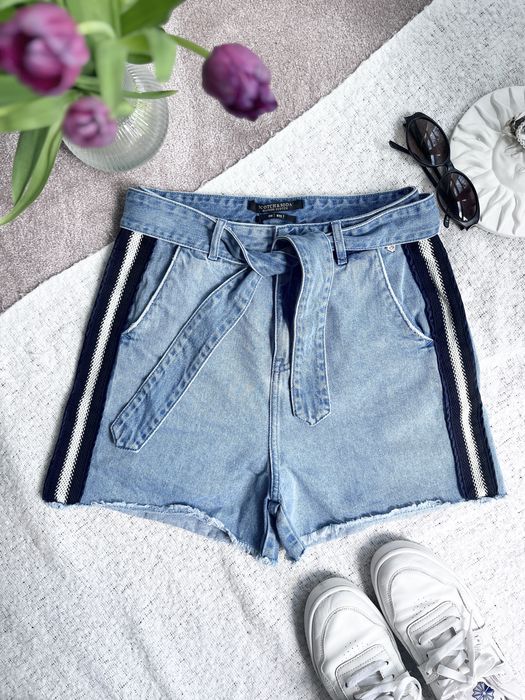 Jeansowe spodenki krótkie z lampasami wysokim stanem scotch & soda 25