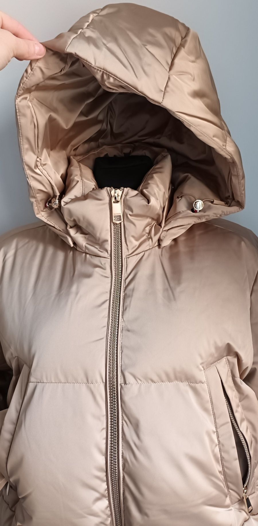 Damska kremowa kurtka puchowa Tommy Hilfiger Sateen r. L