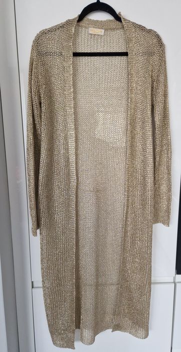 Złoty, metaliczny sweter/kardigan rozm. uniwersalny