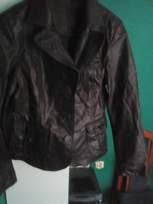 Kurtka skórzana brązowa L