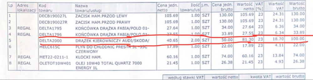 Drążek kierowniczy VW GOLF IV 4