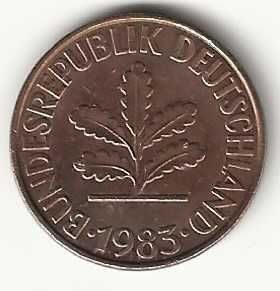 10 Pfennig de 1983 D, Alemanha Ocidental