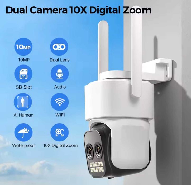 Вулична відеокамера BESDER 10MP стабільний Wi-Fi нічне бачення