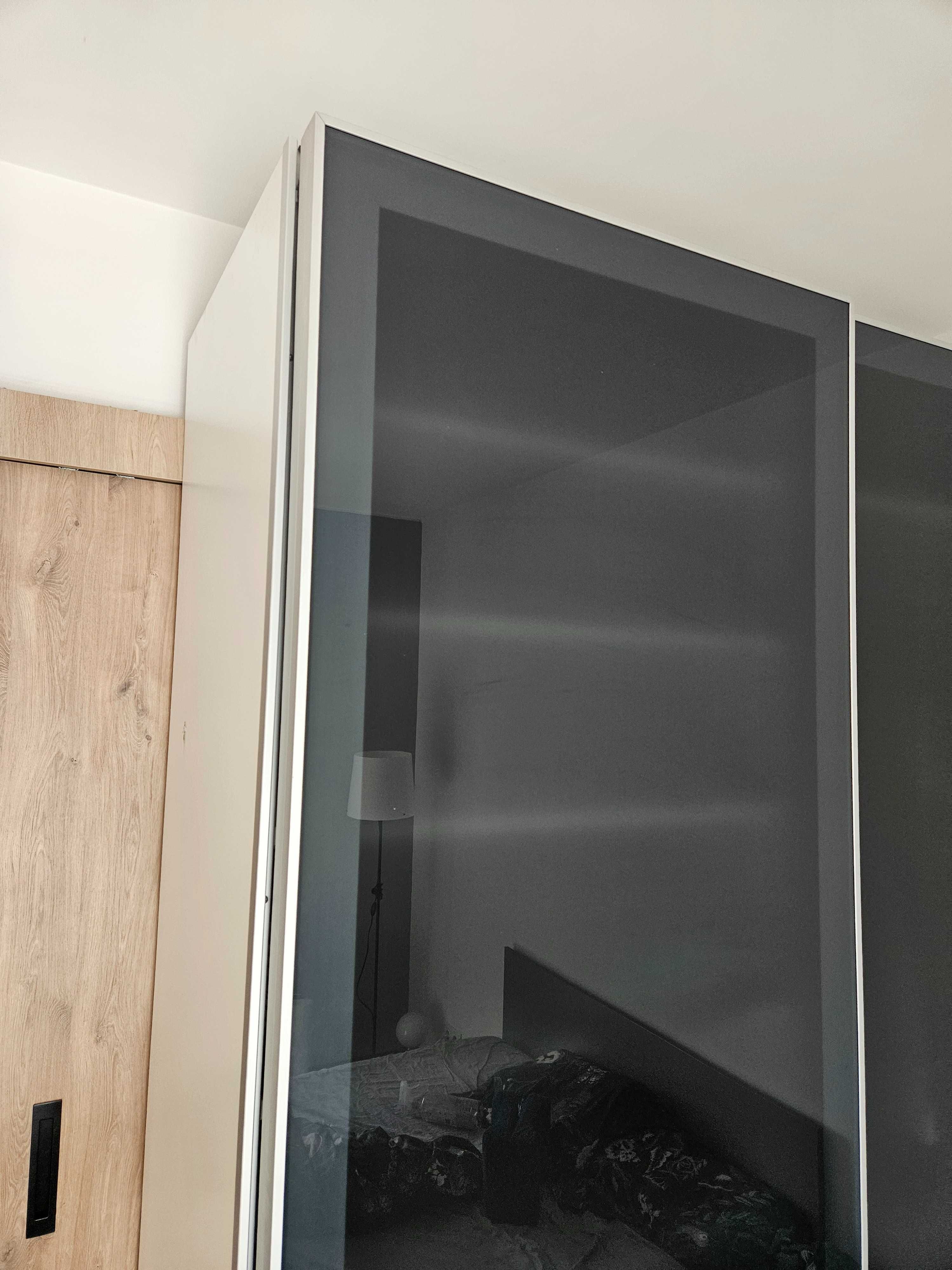 drzwi przesuwne do szafy Ikea Pax kompletne czarne szkło 2szt 75x236cm