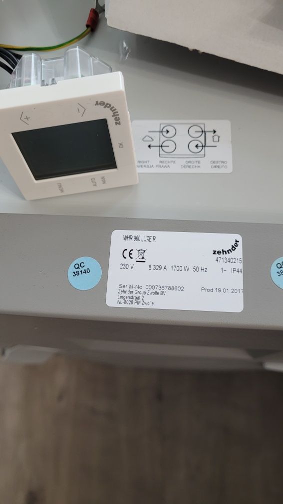 REKUPERATOR ZEHNDER 550m3/h  + sterownik tygodniowy  + zapas filtrów