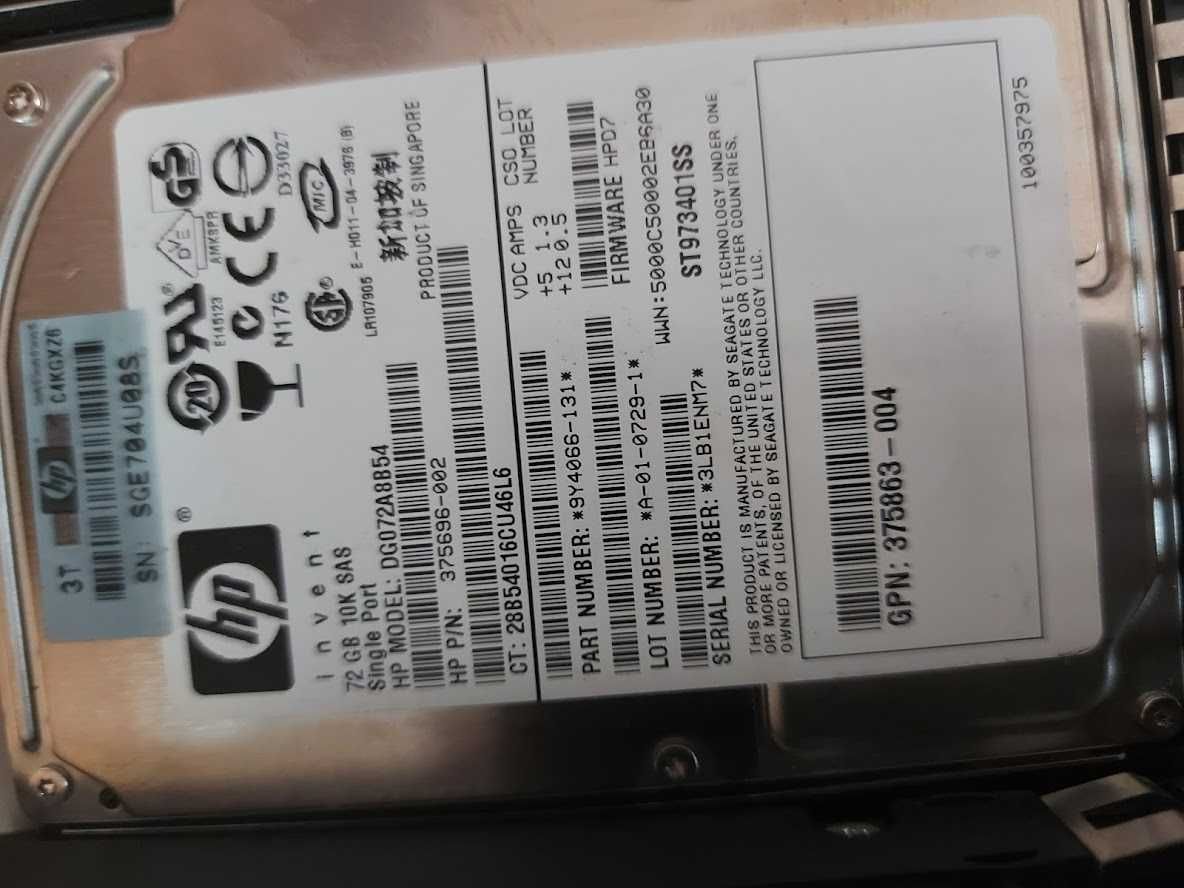 Disco HP 72GB 10K SAS 2.5" SFF Hot-Plug