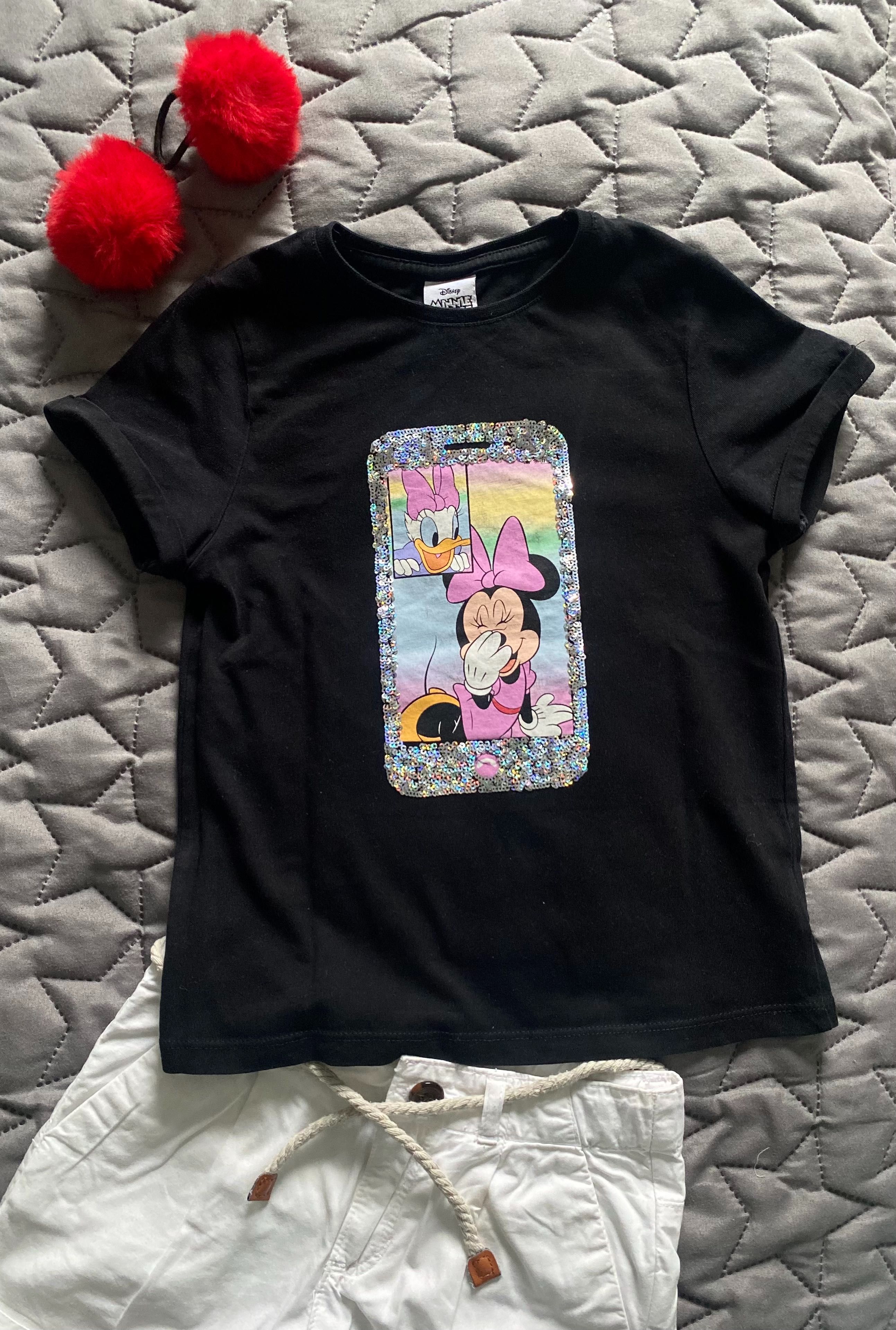 Koszulka t-shirt Minnie Mouse cekiny telefon komórkowy 5-6 lat