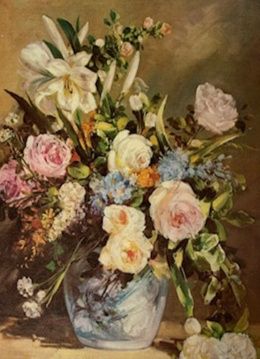 Quadro floral. Reprodução de óleo s/tela cores suaves