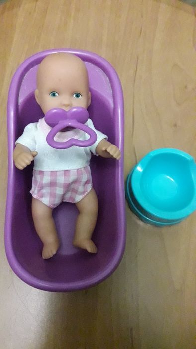 Пупс, куколка с ванной, горшок, соска