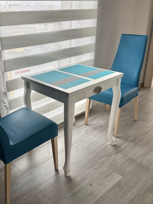 Stolik / toaletka Glamour biały lite drewno bukowe NOWY