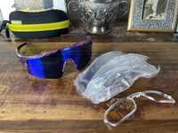 Nowe granatowe okulary rowerowe z wymiennymi szybkami polaryzacją