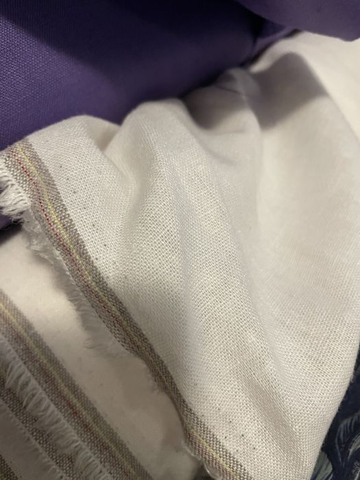 Tecidos 100% linho Laranja, Roxo e Branco