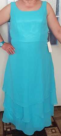 Sukienka weselna szyfon 38 40 turkus niebieski