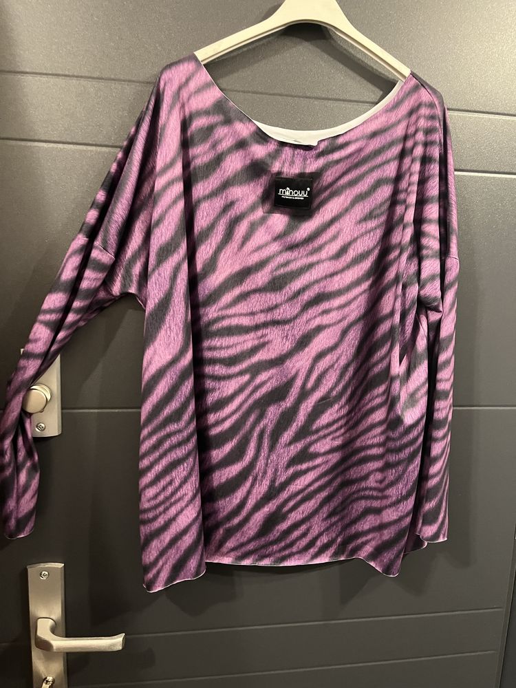 Minouu bluzka nietoperz zebra oversize uni