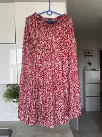 Zara spódnica boho kwiaty floral midi satynowa