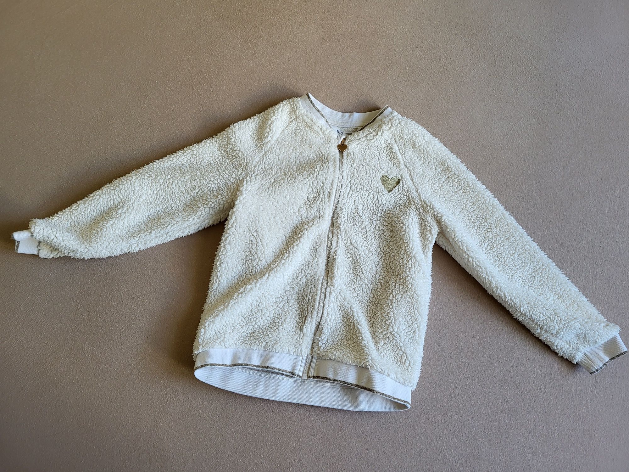 Idealny sweter misiowy kremowy h&m 122/128 bluza zasuwana