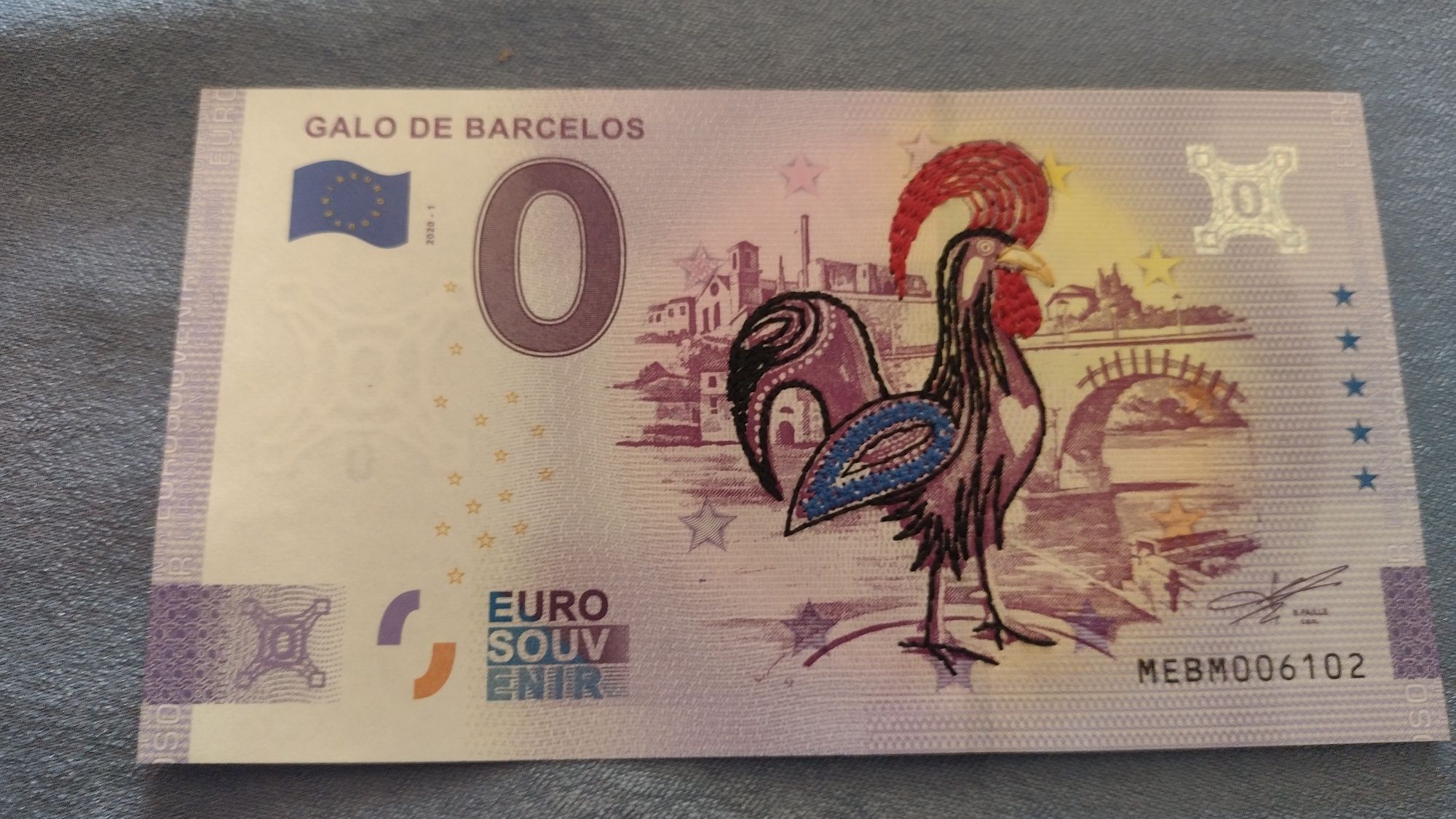 Banknot 0 euro kogut haftowany color kolor kolorowe