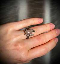 Agat Kłodzko listki pierścionek srebro prl