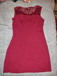 Sukienka suknia czerwona bordowa kokarda 14 l xl
