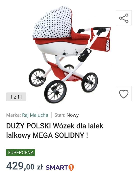 Wózek dla lalki DUŻY 4-8 lat