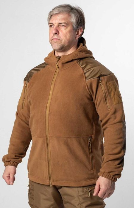 Армейская флисовая кофта с капюшоном койот военная флиска тактическая