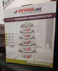 Zestaw emaliowanych garnków