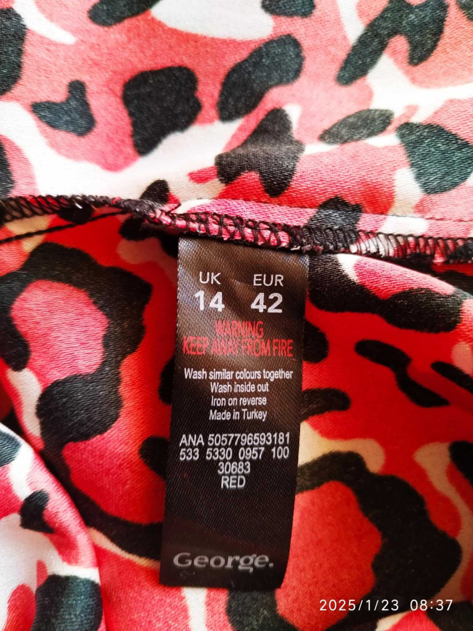 Sukienka koszulowa czerwona panterka George 14 42 XL