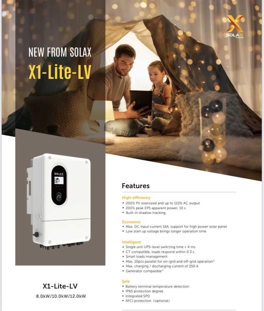 Гібридні інвертора Solax PROSOLAX X1-Lite-LV однофазнні 8,10,12 кВт