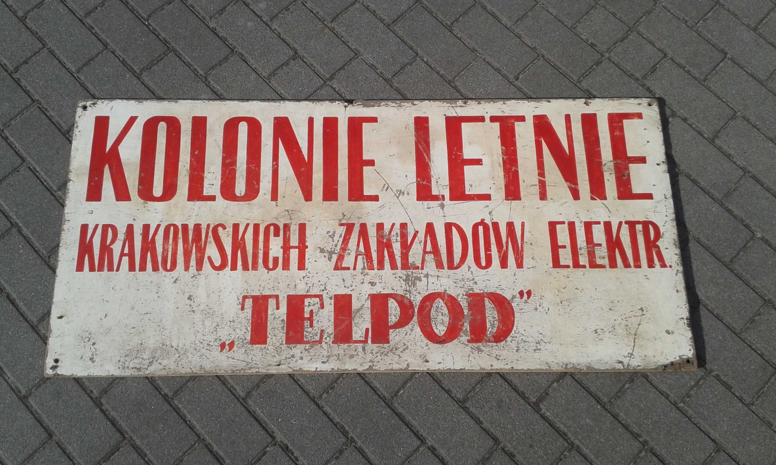 Stara tablica szyld PRL Unitra Telpod Kraków ośrodek wczasowy lata 60