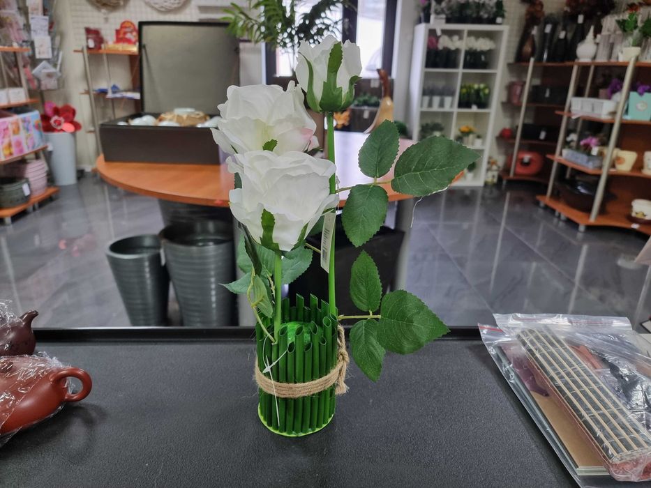 sztuczne kwiaty Róże białe wiązka wiązki piękne róża sztuczny kwiat