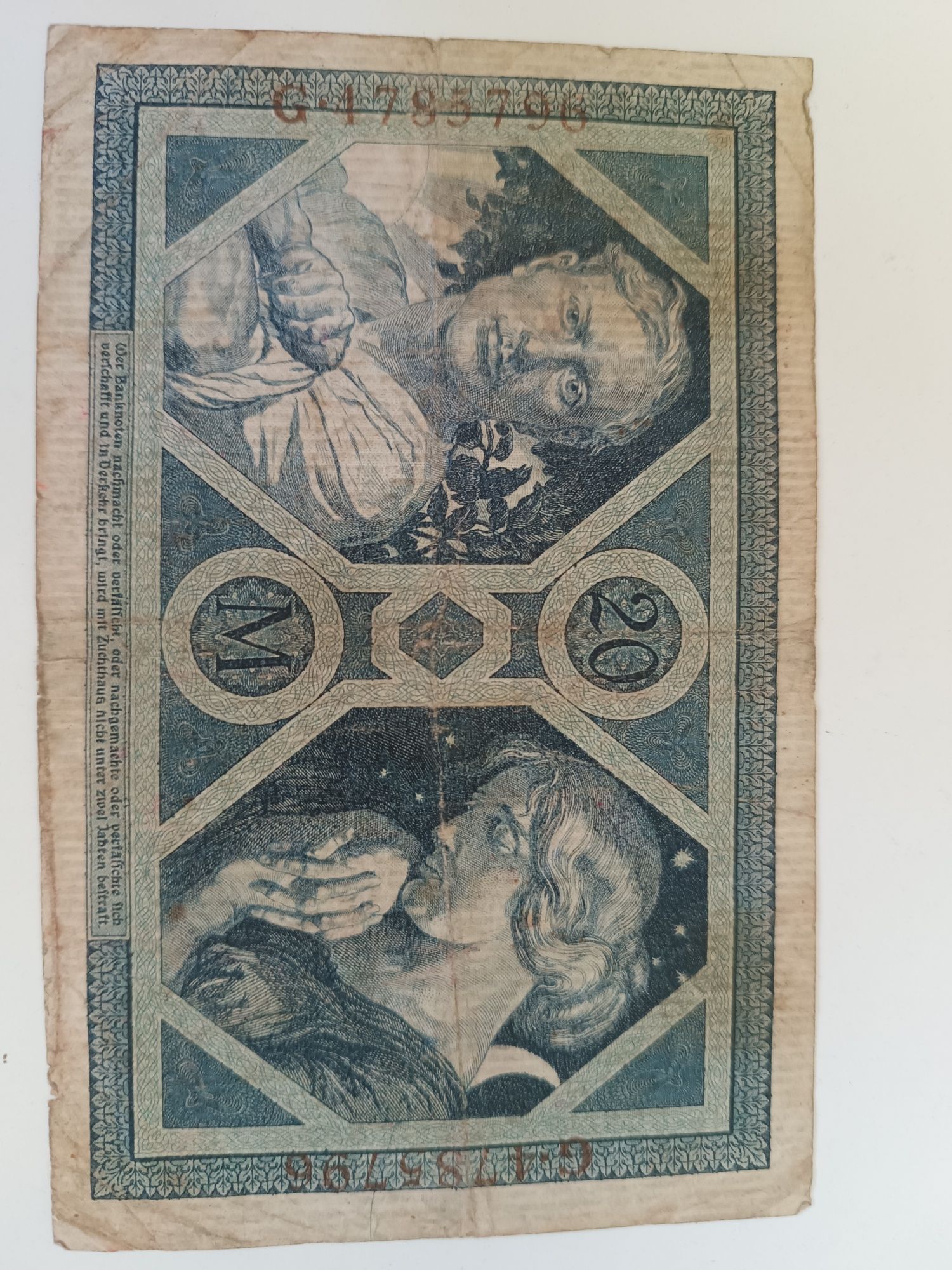 Banknot 20 marek z roku 1915