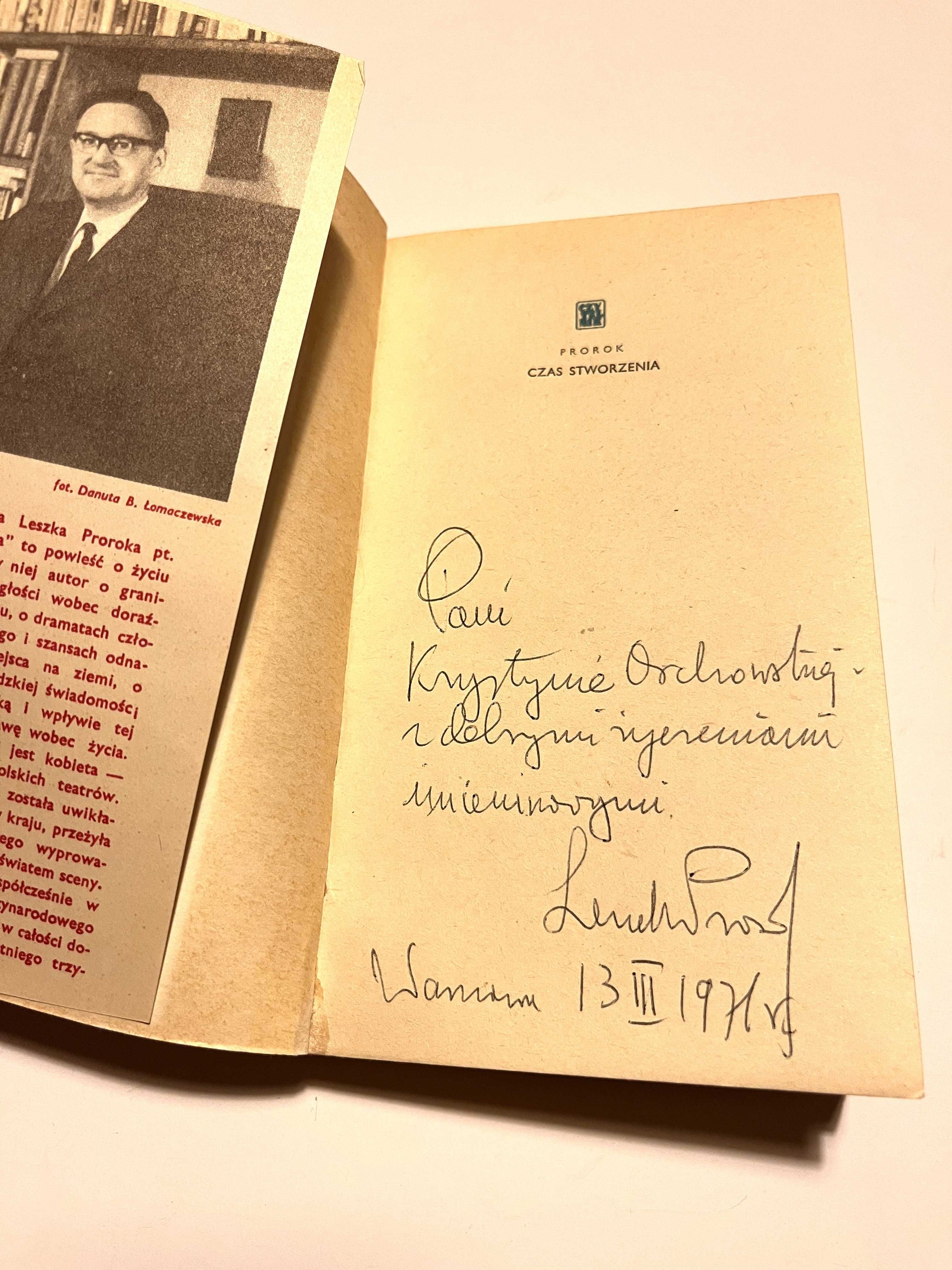 Czas stworzenia Leszek Prorok - dedykacja z autografem