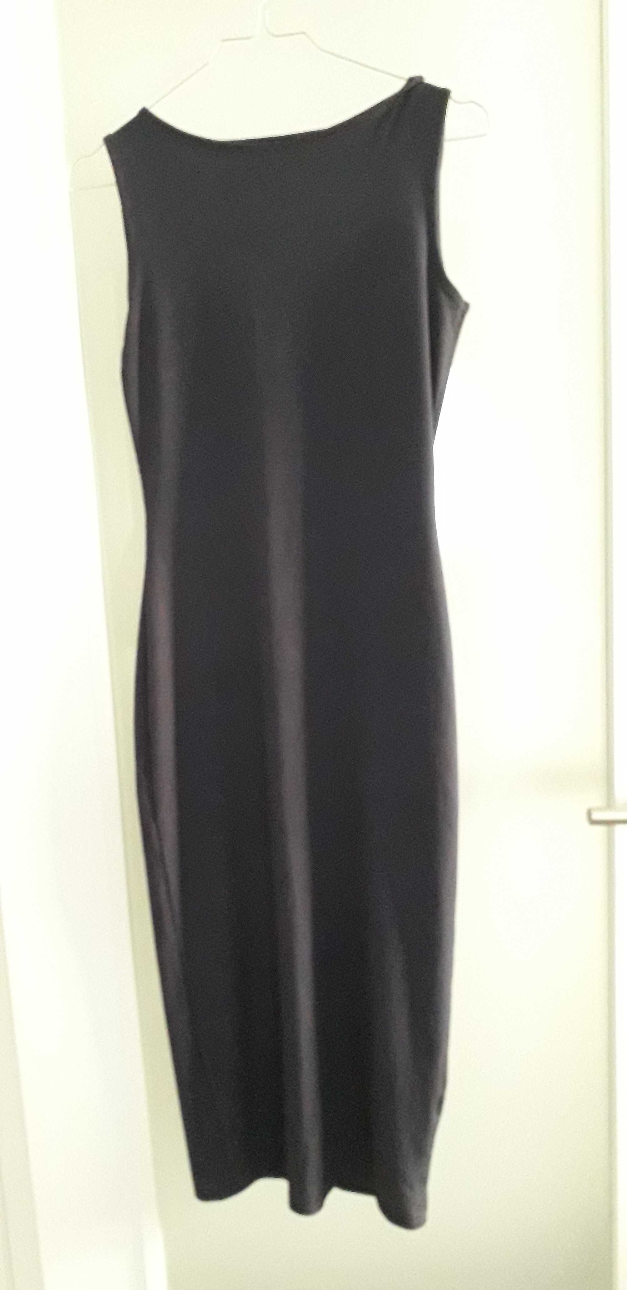 Vestido azul, de verão, em canelado fino