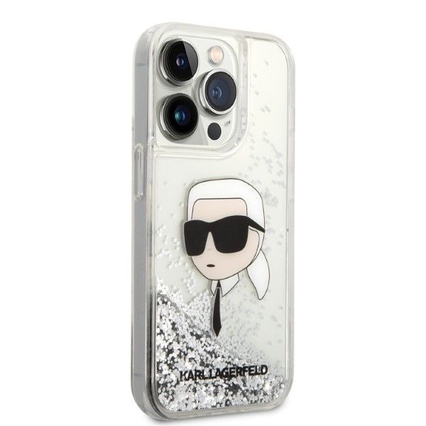 Karl Lagerfeld Etui Ochronne iPhone 14 Pro 6,1" Srebrne z Brokatem