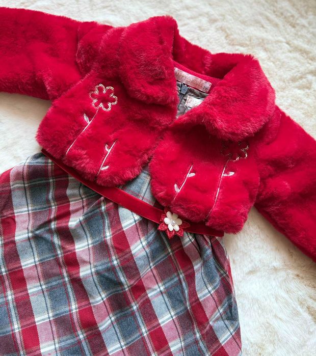 Elegancka sukienka z futerkiem, bolerkiem dla dziewczynki 4 latka /104