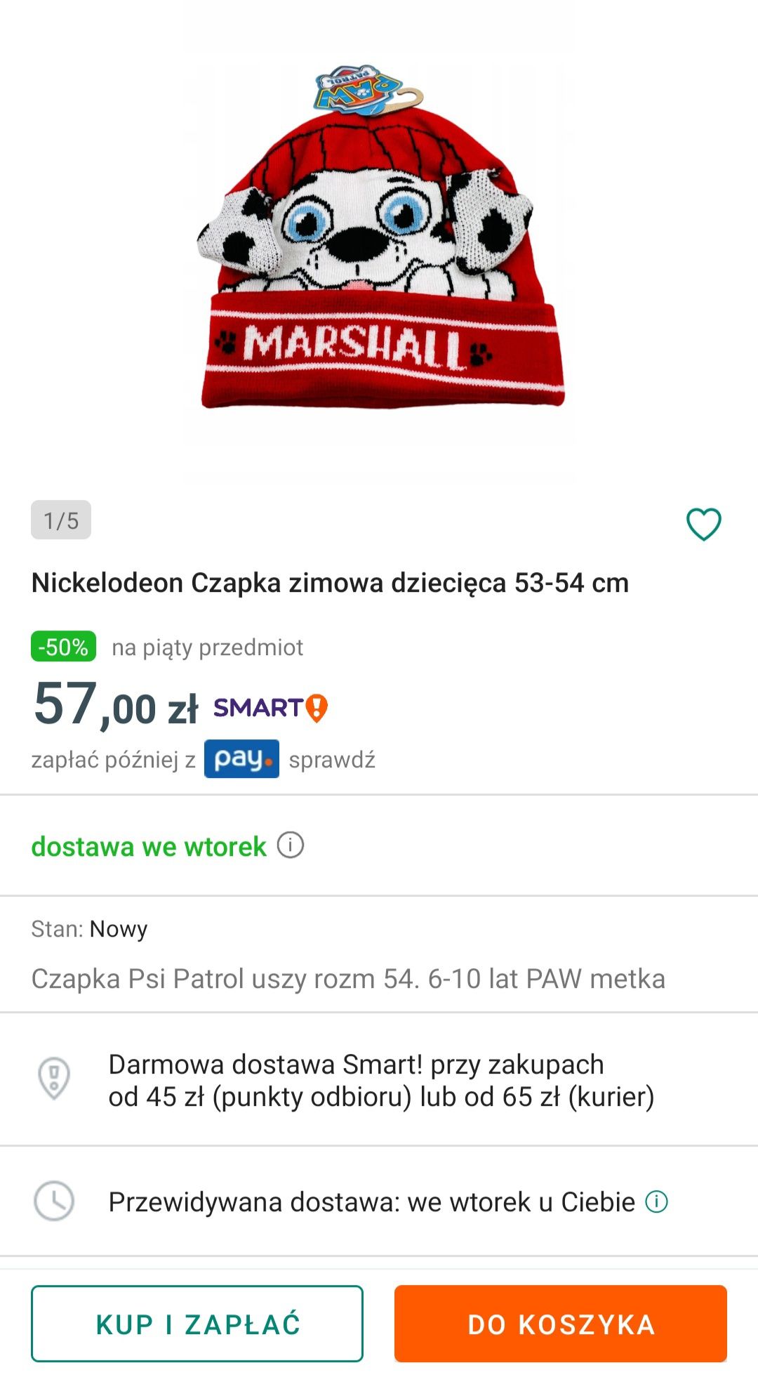 Czapka zimowa Marshall , Nickelodeon