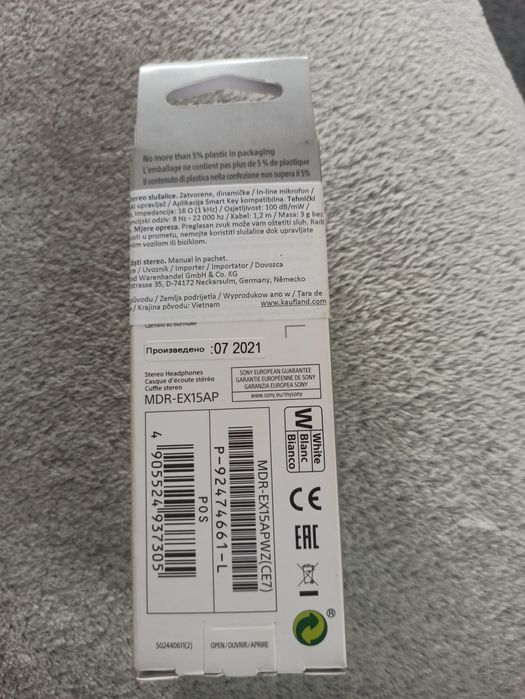 Słuchawki Sony MDR EX15AP