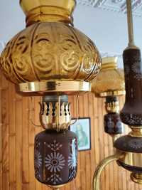 Żyrandol porcelana lampa naftowa PRL vintage