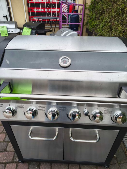 GRILL Gazowy  EL FUEGO LONG BEACH 6+1 ŻELIWO z szybą solidny Nowy !