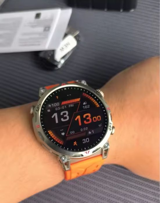 Zegarek Męski Smartwatch  Silver Orange GPS