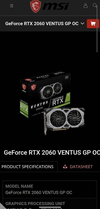 RTX 2060 6GB MSI Ventus 2X OC GP