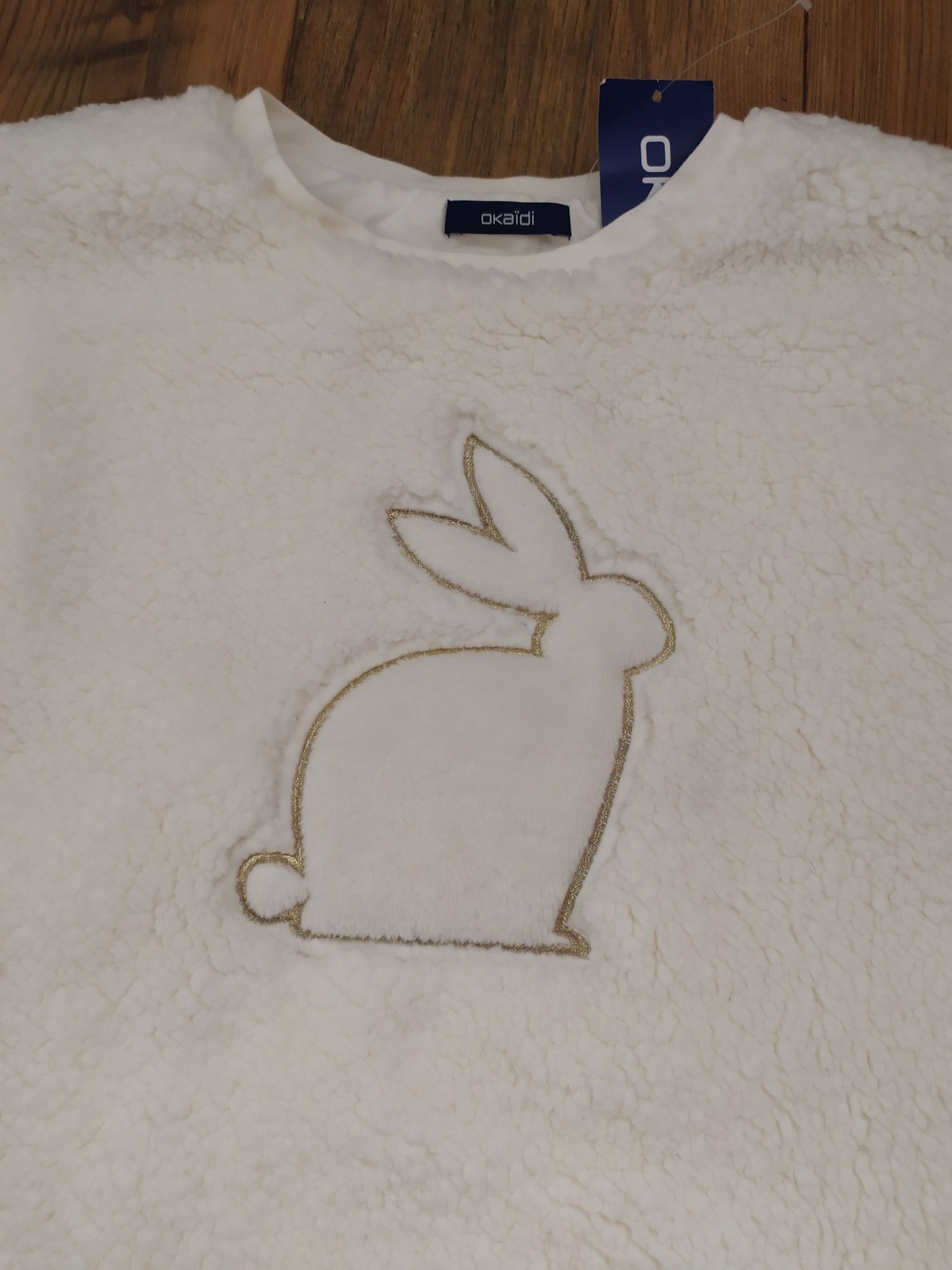 Bluza 140 Okaidi zajączek puchata typu miś nowa dla dziewczynki